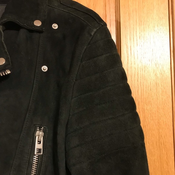 Allsaints oversized suede leather moto jacket with zippers - Picture 5 of 14